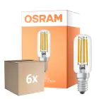 Opakowanie 6x Osram LED Special E14 Tubular Żarówka T26 Włókno Przezroczysty 4.8W 470lm - 827 Bardzo Ciepła Biel | Ściemnianie - Zamienne 40W